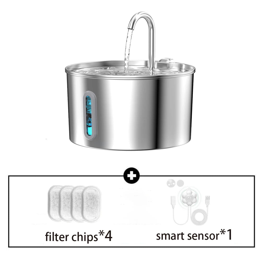 Ivalory FreshFlow Fountain – 2.2L Stainless Steel Pet Water Fountain