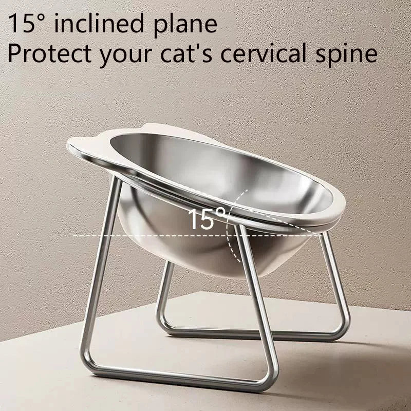 Ivalory Tilted Cat Bowl – Stainless Steel with Stand