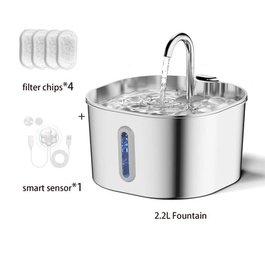 Ivalory FreshFlow Fountain – 2.2L Stainless Steel Pet Water Fountain