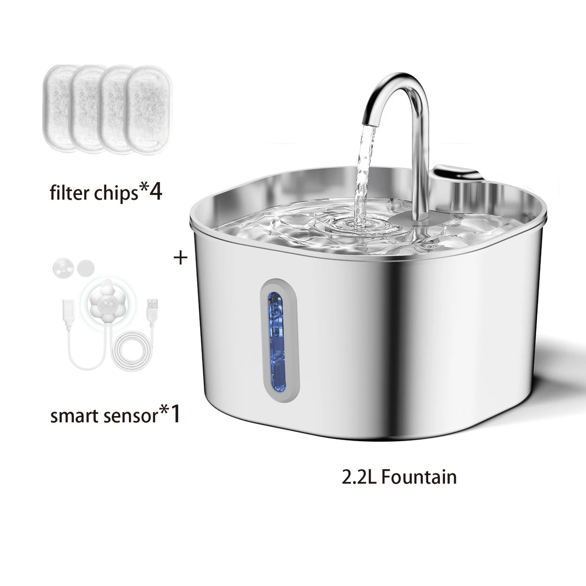 Ivalory FreshFlow Fountain – 2.2L Stainless Steel Pet Water Fountain