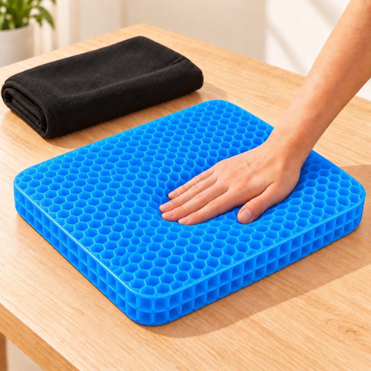 Press view matching the same two-tier honeycomb gel construction as the main image