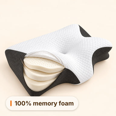 Cutaway of the pillow showing the memory foam core
